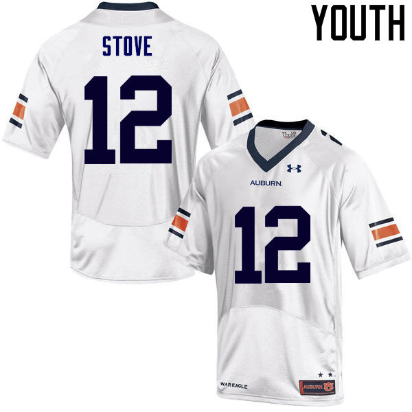 Youth Auburn Tigers #12 Eli Stove White College Stitched Football Jersey